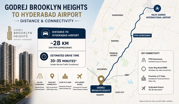 Featured Image of Godrej Brooklyn Heights to Hyderabad Airport Distance and Connectivity